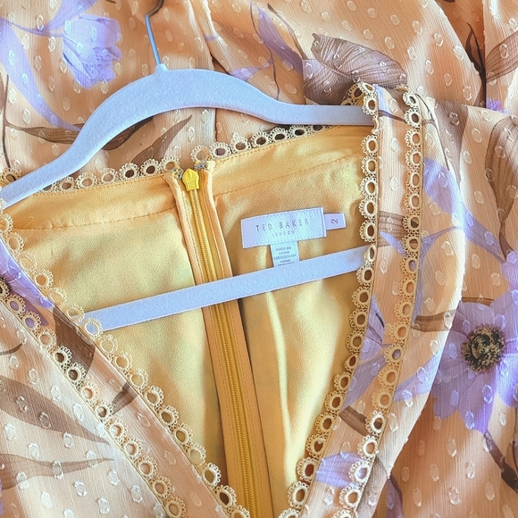 🍒EUC🍒 TED BAKER YELLOW FLORAL PRINT DRESS - Picture 9 of 9